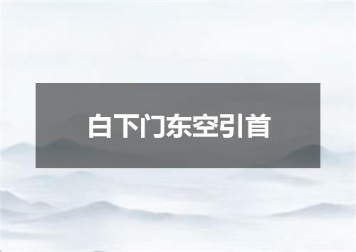 白下门东空引首