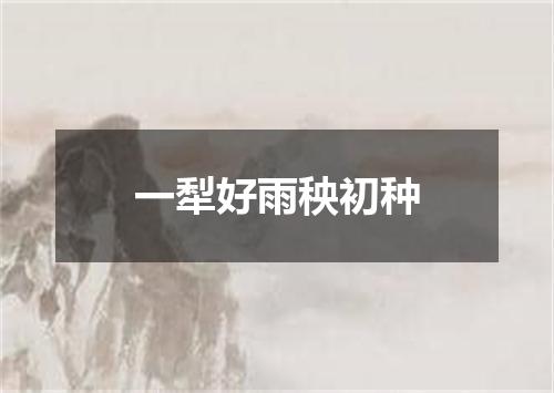一犁好雨秧初种