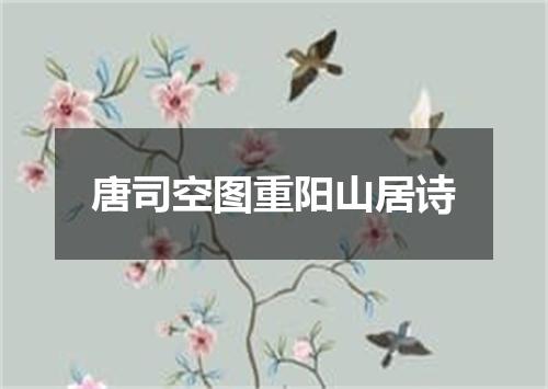 唐司空图重阳山居诗