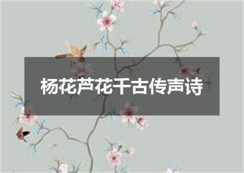 杨花芦花千古传声诗