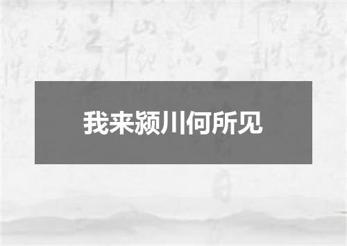 我来颍川何所见