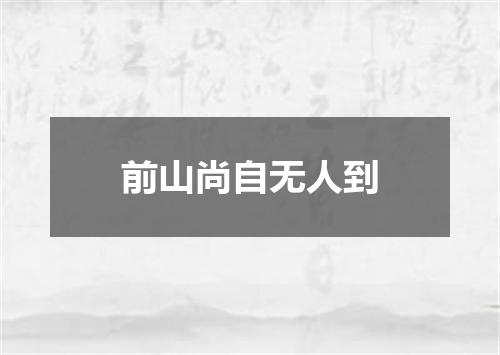 前山尚自无人到