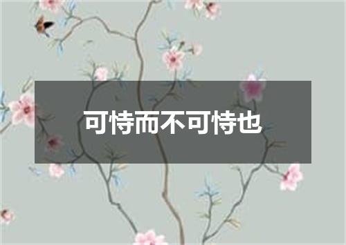 可恃而不可恃也