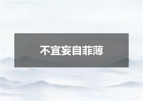 不宜妄自菲薄