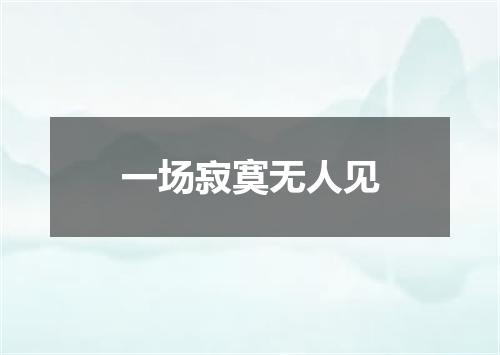 一场寂寞无人见