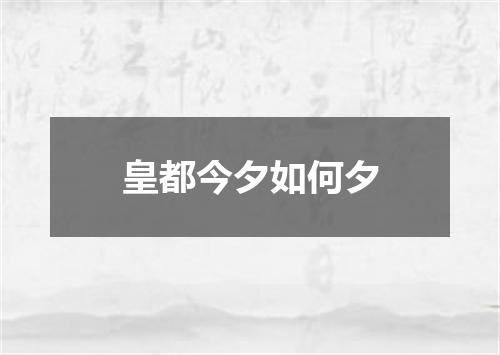 皇都今夕如何夕