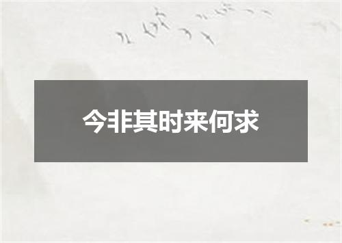 今非其时来何求