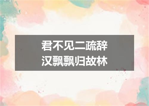 君不见二疏辞汉飘飘归故林