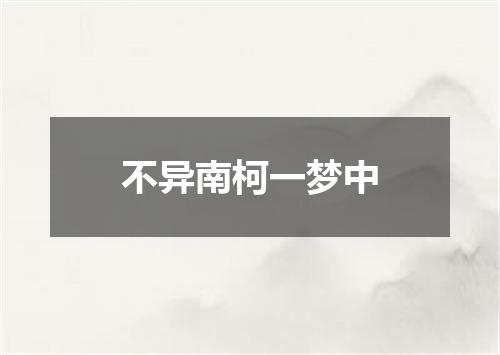 不异南柯一梦中