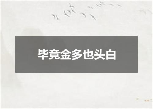 毕竟金多也头白