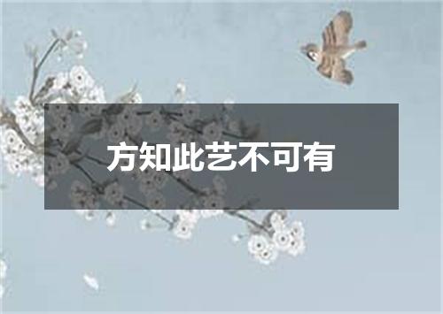 方知此艺不可有