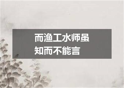 而渔工水师虽知而不能言