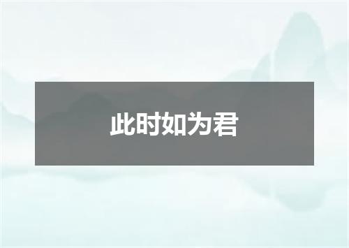 此时如为君