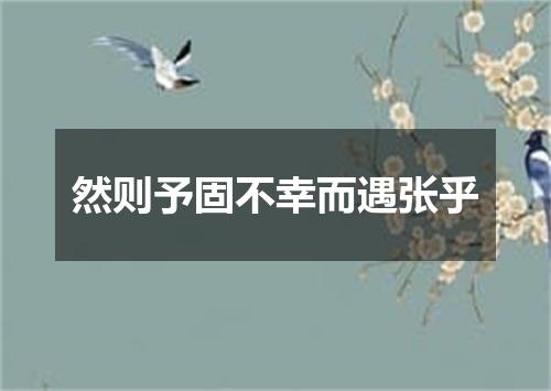然则予固不幸而遇张乎