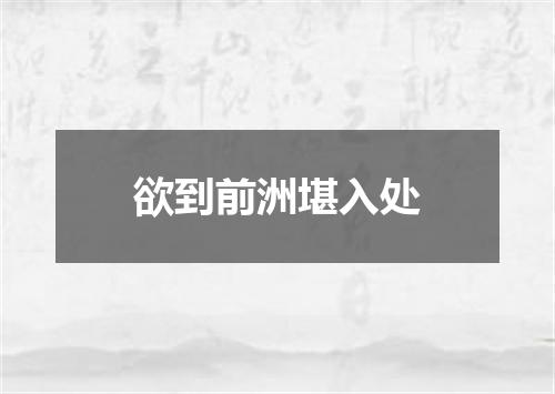 欲到前洲堪入处
