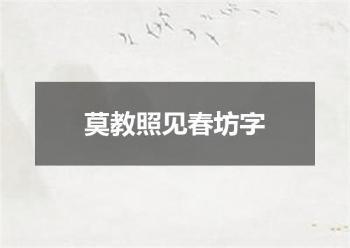 莫教照见春坊字