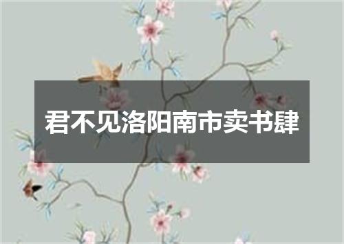 君不见洛阳南市卖书肆