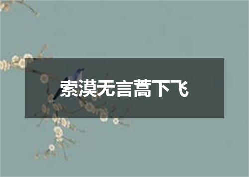 索漠无言蒿下飞