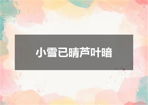 小雪已晴芦叶暗