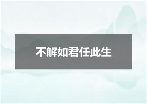 不解如君任此生