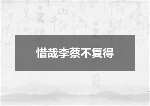 惜哉李蔡不复得