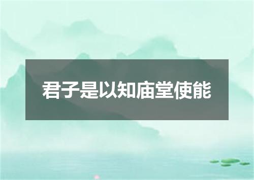 君子是以知庙堂使能