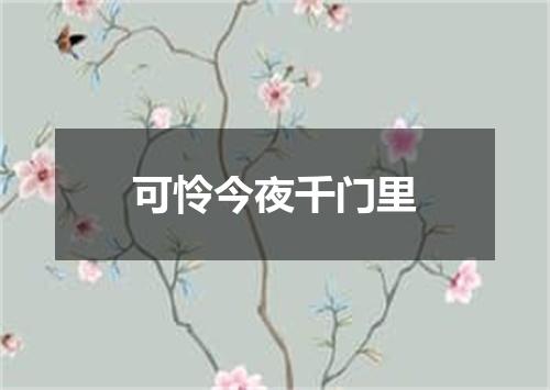 可怜今夜千门里