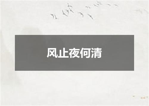 风止夜何清