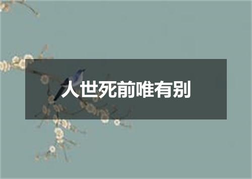 人世死前唯有别
