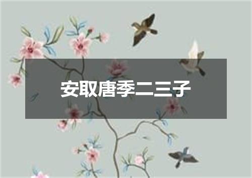 安取唐季二三子