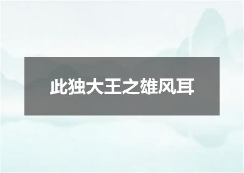 此独大王之雄风耳
