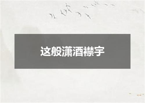 这般潇酒襟宇