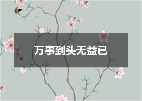 万事到头无益已