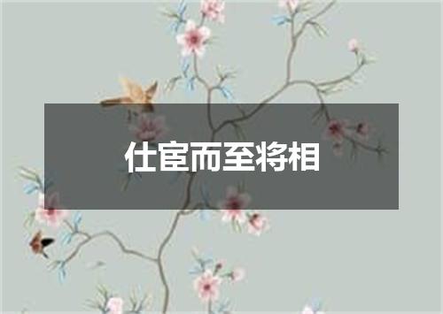仕宦而至将相