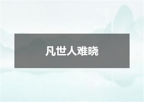 凡世人难晓