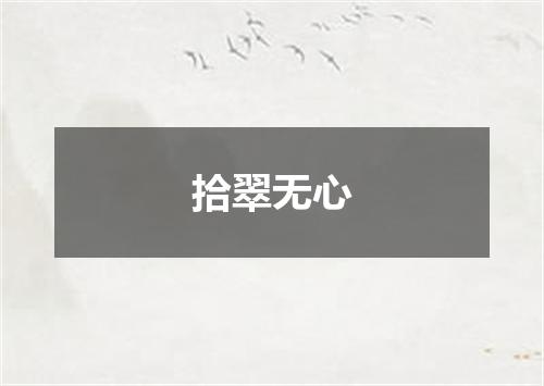 拾翠无心