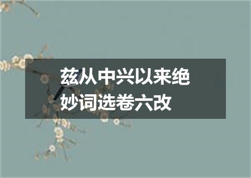 兹从中兴以来绝妙词选卷六改