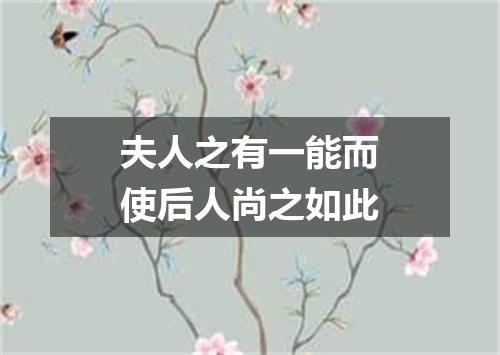 夫人之有一能而使后人尚之如此