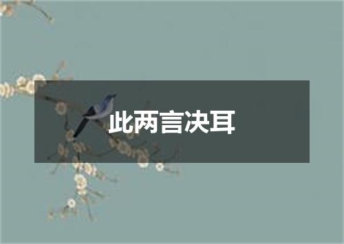 此两言决耳