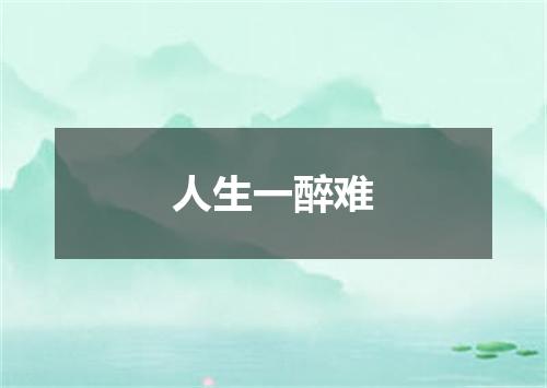 人生一醉难