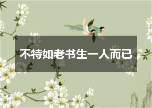 不特如老书生一人而已