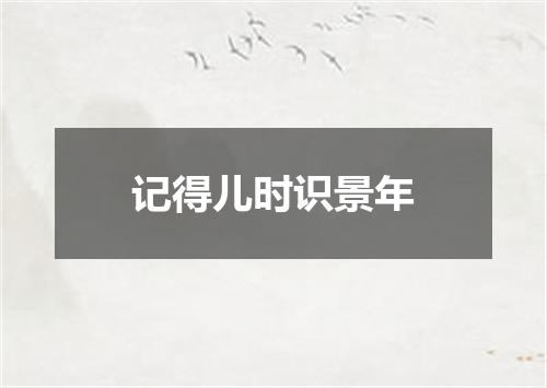 记得儿时识景年