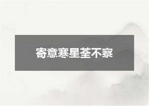 寄意寒星荃不察