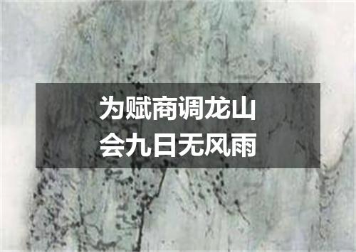 为赋商调龙山会九日无风雨