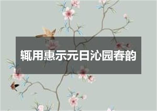 辄用惠示元日沁园春韵