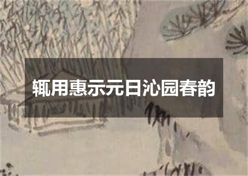 辄用惠示元日沁园春韵