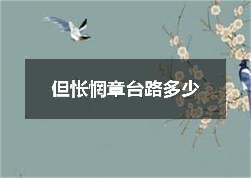 但怅惘章台路多少