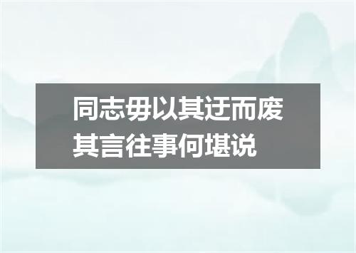 同志毋以其迂而废其言往事何堪说