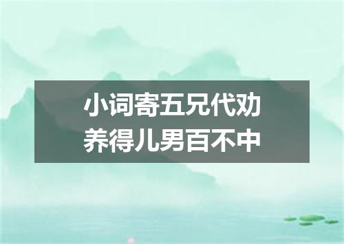 小词寄五兄代劝养得儿男百不中