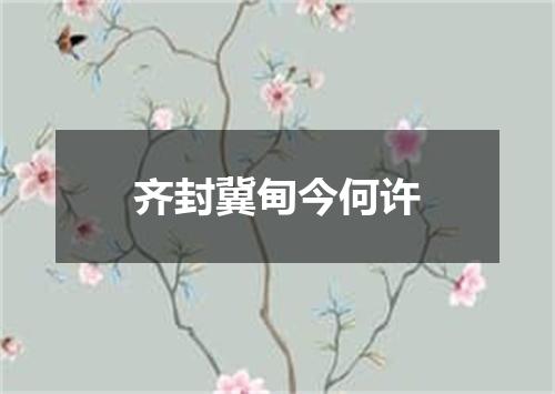 齐封冀甸今何许
